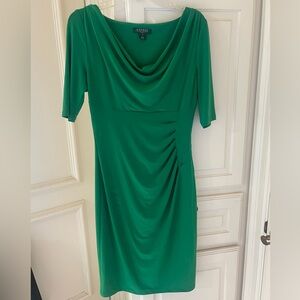Lauren Ralph Lauren Emerald Green Draped Neckline Dress 10